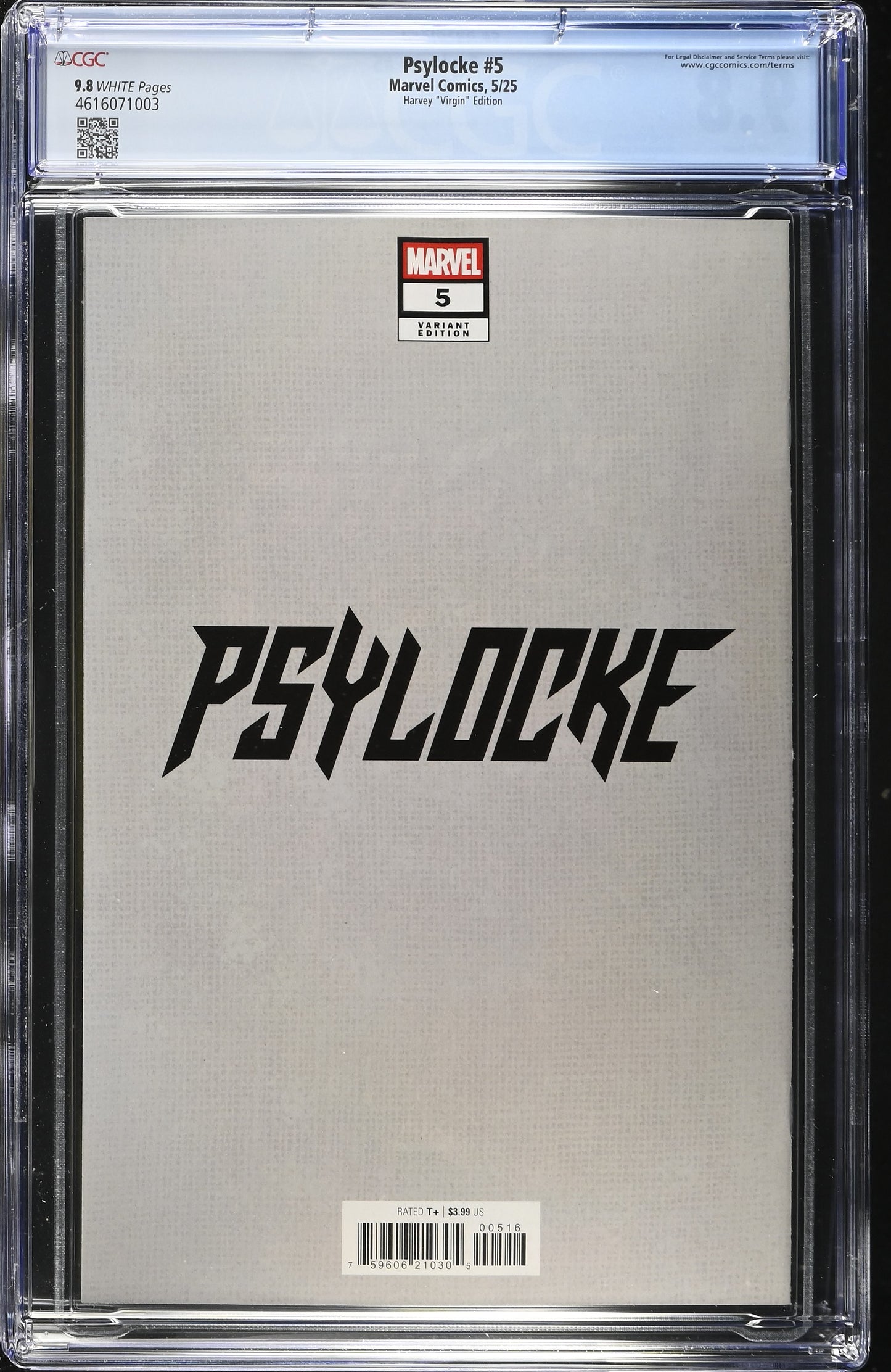 Psylocke #5 50 Copy Variant Edition Ben Harvey Psylocke Vir Variant CGC Graded 9.8