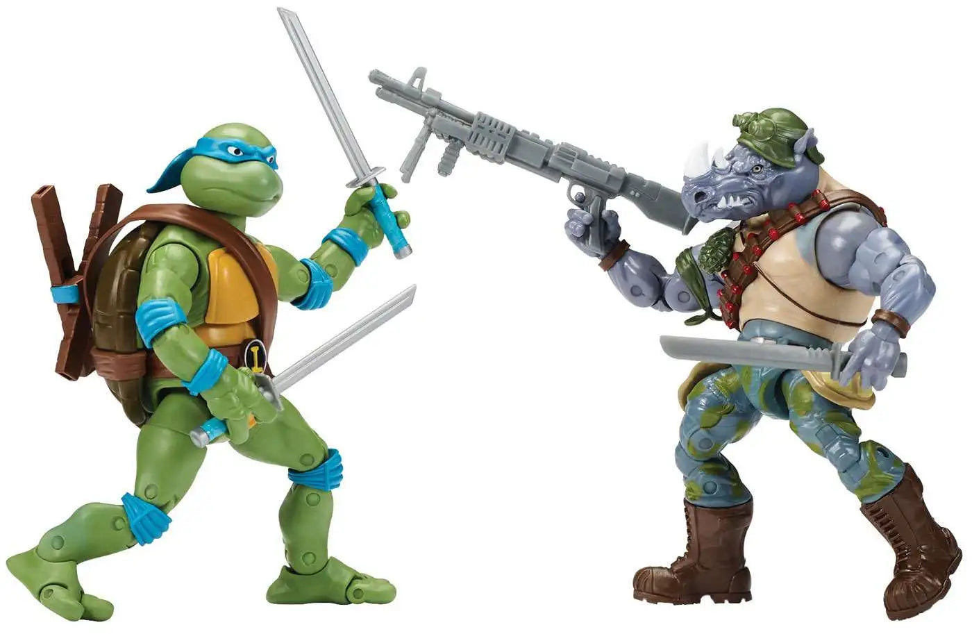 Teenage Mutant Ninja Turtles TMNT Classics Leonardo vs. Rocksteady Action Figure 2-Pack