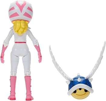 THE SUPER MARIO BROS. MOVIE 5 Inch Action Figure Series 2 Peach Figure in Motorcycle Outfit with Spiny Blue Shell