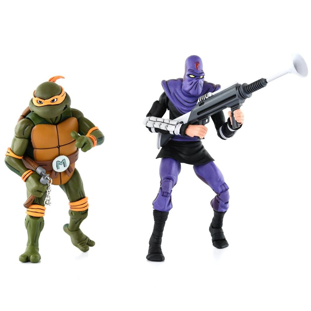 NECA Teenage Mutant Ninja Turtles Michelangelo & Foot Soldier Exclusive Action Figure 2-Pack