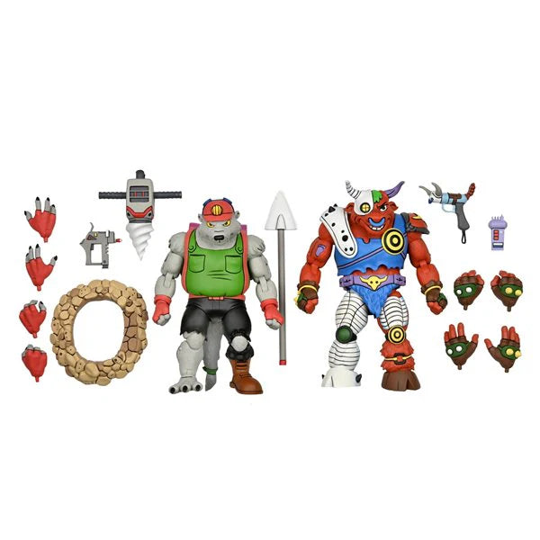 TEENAGE MUTANT NINJA TURTLES (CARTOON) - DIRTBAG AND GROUNDCHUCK 2-PACK ACTION FIGURE SET BY NECA