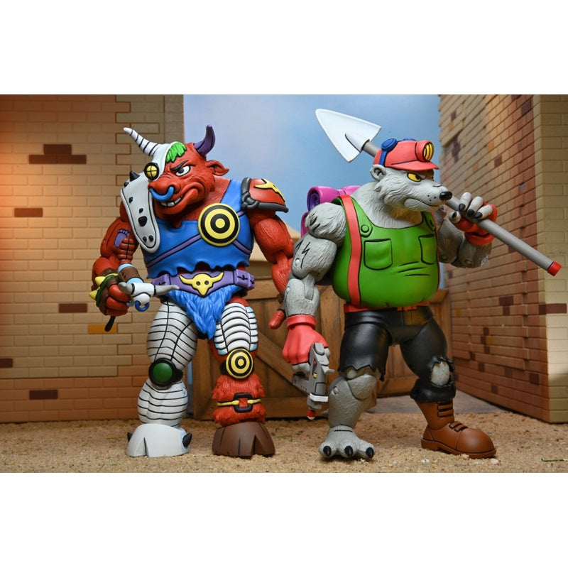 TEENAGE MUTANT NINJA TURTLES (CARTOON) - DIRTBAG AND GROUNDCHUCK 2-PACK ACTION FIGURE SET BY NECA