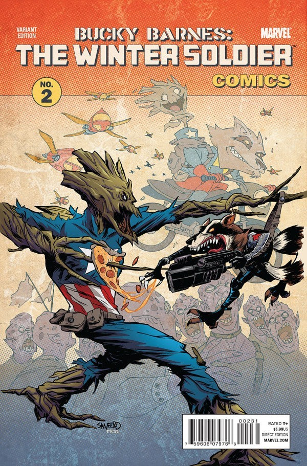 Bucky Barnes: The Winter Soldier #2 Cover C Sanford Greene Rocket Raccoon and Groot Variant