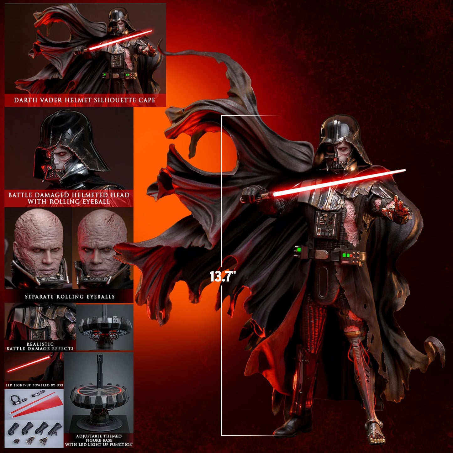 (Pre-Order) DARTH VADER™ (BATTLE DAMAGED) (DELUXE VERSION) Sixth Scale Figure by Hot Toys