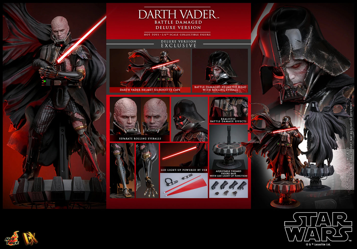 (Pre-Order) DARTH VADER™ (BATTLE DAMAGED) (DELUXE VERSION) Sixth Scale Figure by Hot Toys