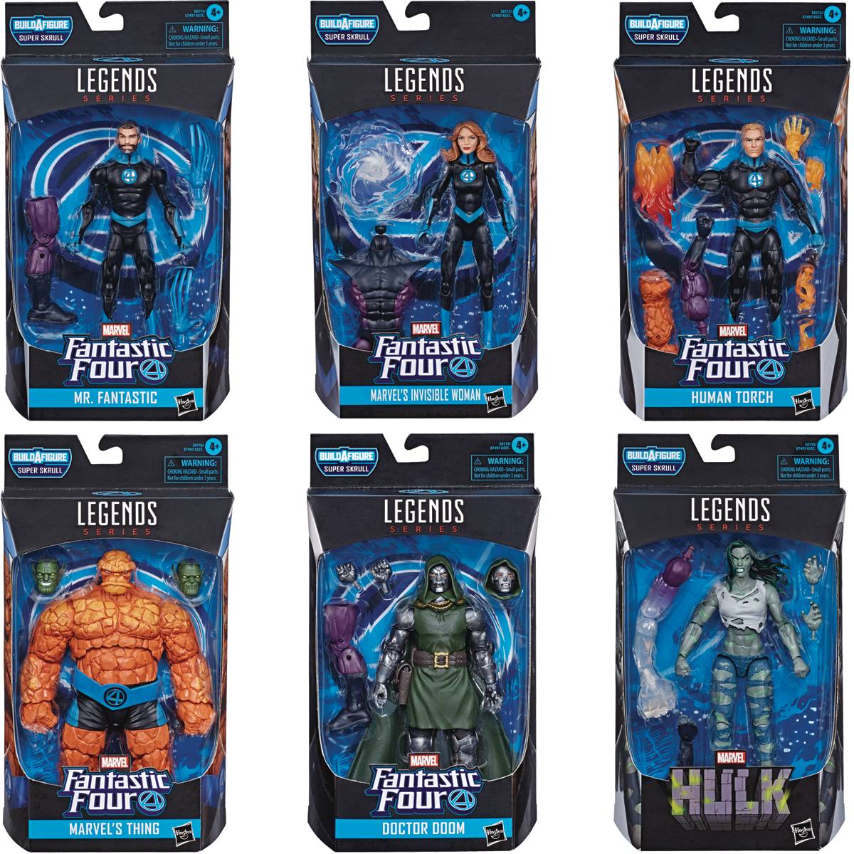 Fantastic Four Marvel Legends Wave 1 Set of 6 Figures (Super Skrull BAF)