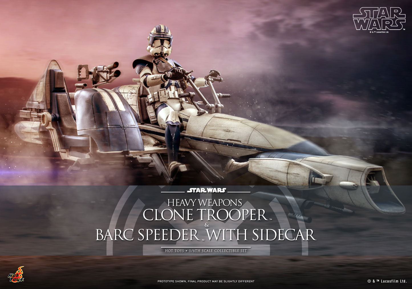 Heavy Weapons Clone Trooper and BARC Speeder with Sidecar Sixth Scale Figure Set by Hot Toys