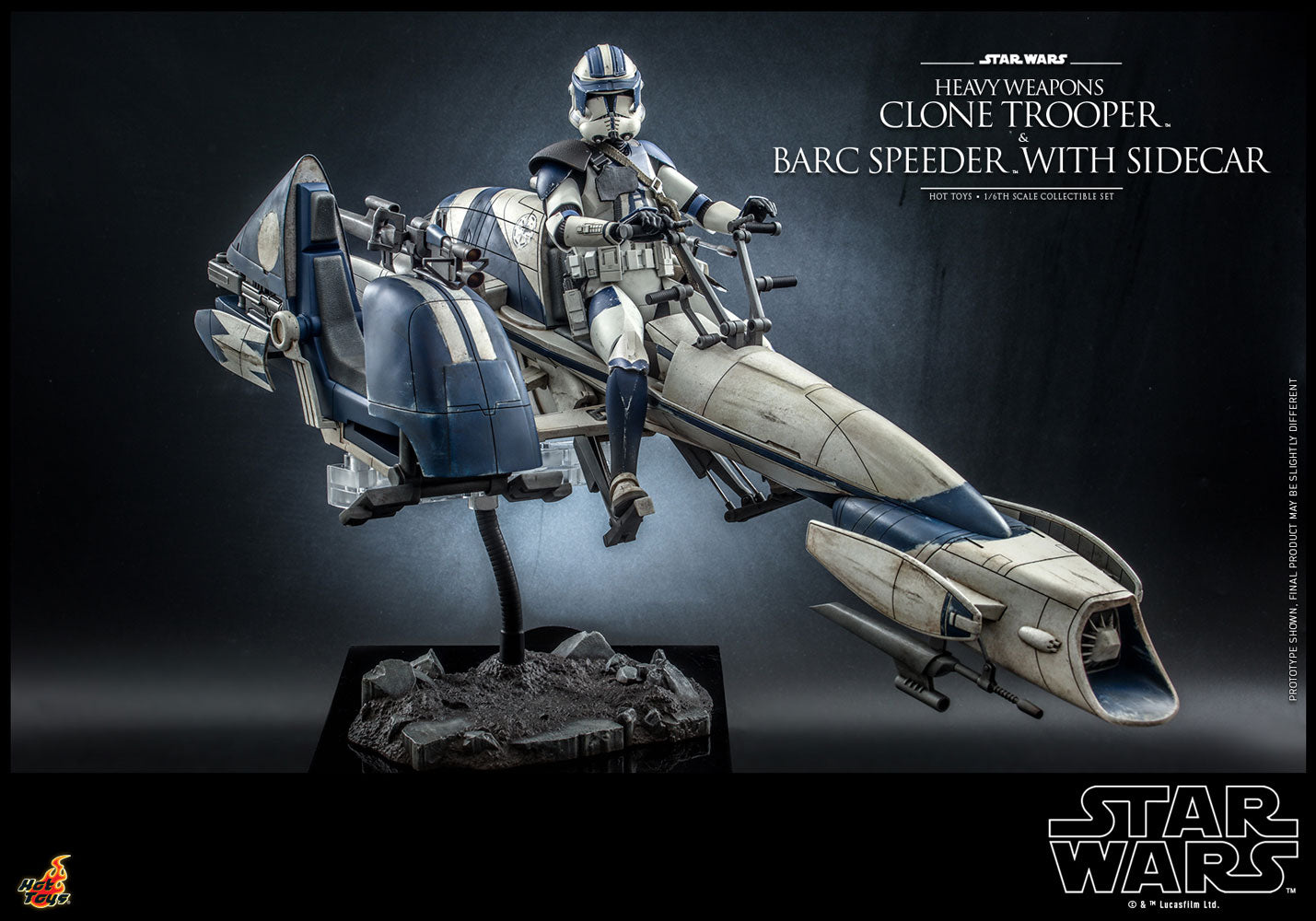 Heavy Weapons Clone Trooper and BARC Speeder with Sidecar Sixth Scale Figure Set by Hot Toys