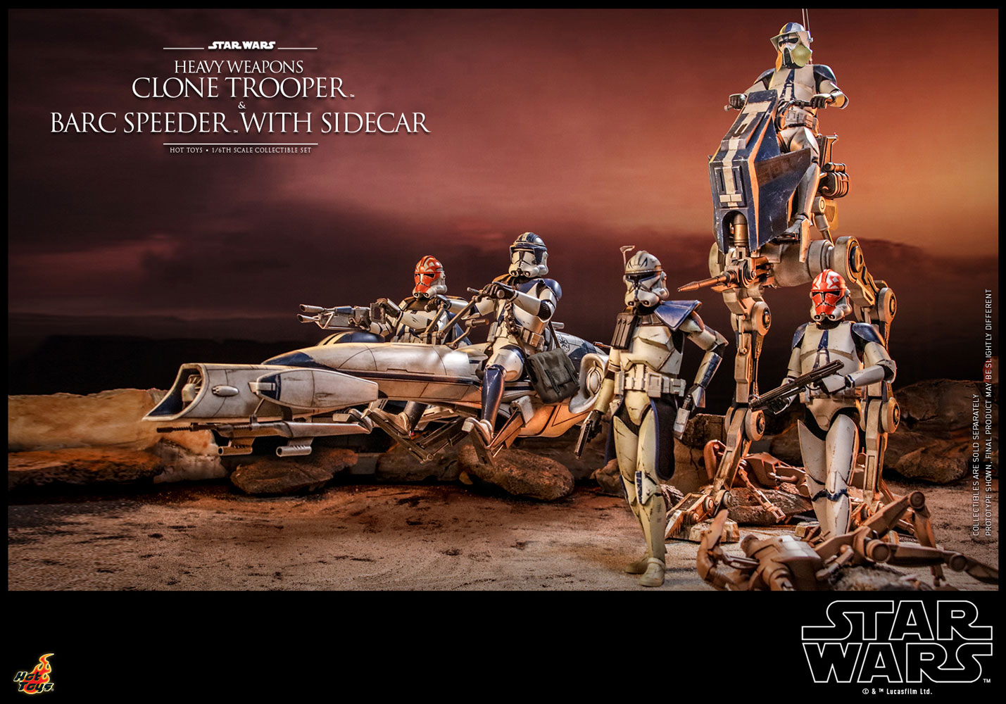 Heavy Weapons Clone Trooper and BARC Speeder with Sidecar Sixth Scale Figure Set by Hot Toys