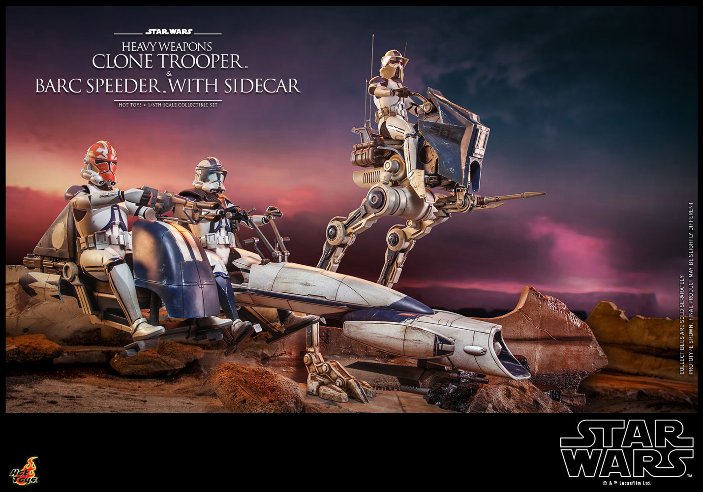Heavy Weapons Clone Trooper and BARC Speeder with Sidecar Sixth Scale Figure Set by Hot Toys