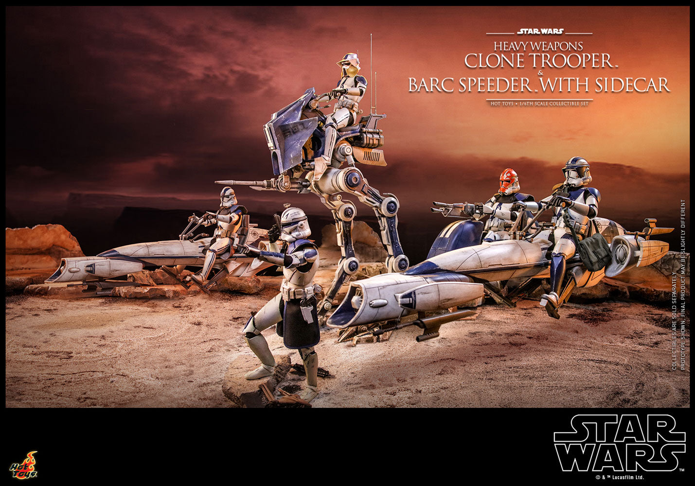 Heavy Weapons Clone Trooper and BARC Speeder with Sidecar Sixth Scale Figure Set by Hot Toys