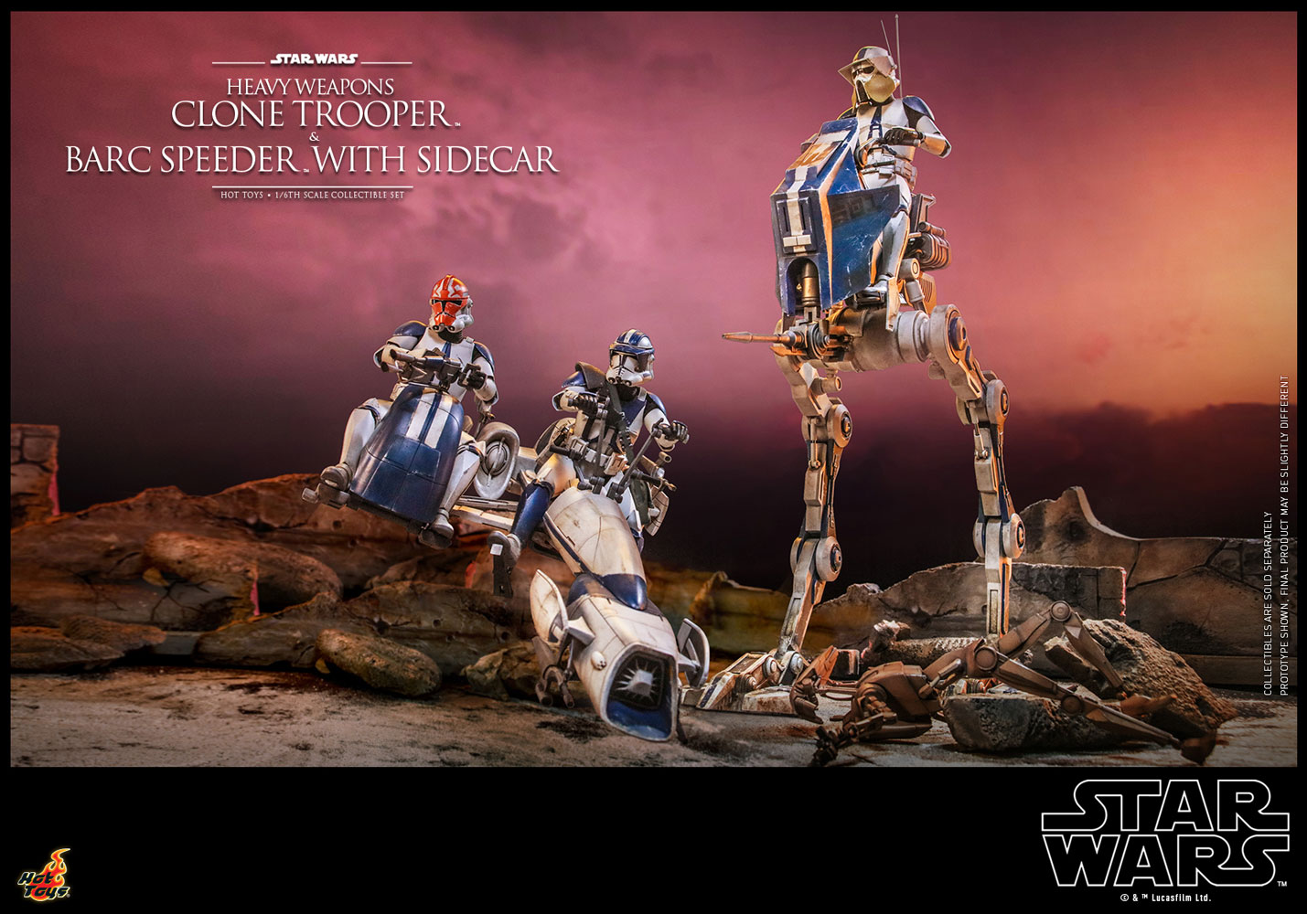Heavy Weapons Clone Trooper and BARC Speeder with Sidecar Sixth Scale Figure Set by Hot Toys