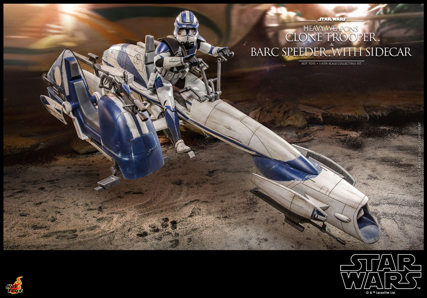 Heavy Weapons Clone Trooper and BARC Speeder with Sidecar Sixth Scale Figure Set by Hot Toys