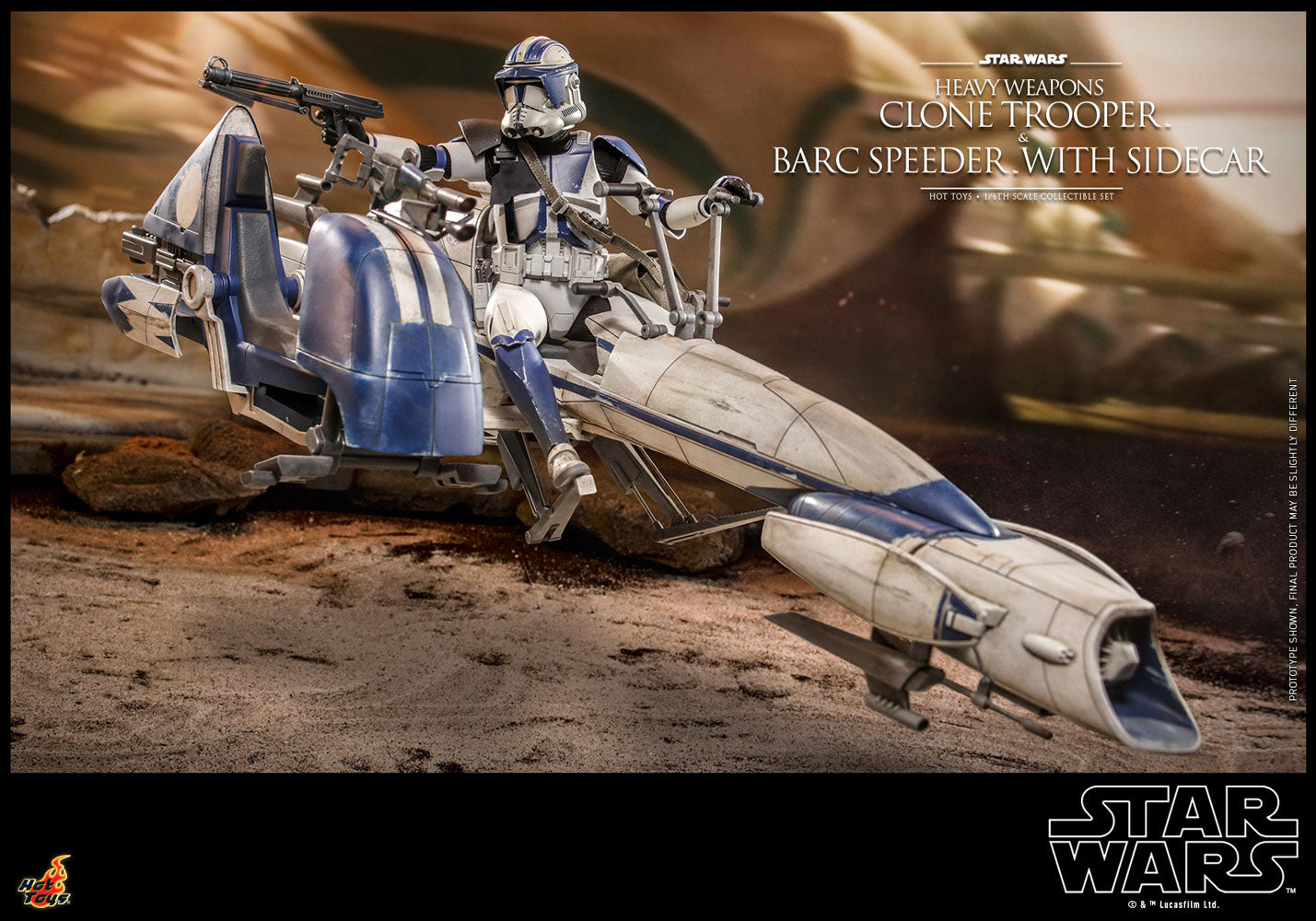 Heavy Weapons Clone Trooper and BARC Speeder with Sidecar Sixth Scale Figure Set by Hot Toys