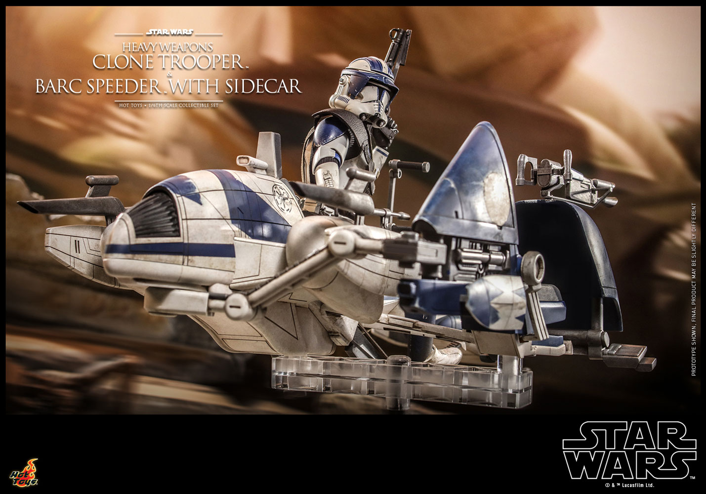 Heavy Weapons Clone Trooper and BARC Speeder with Sidecar Sixth Scale Figure Set by Hot Toys