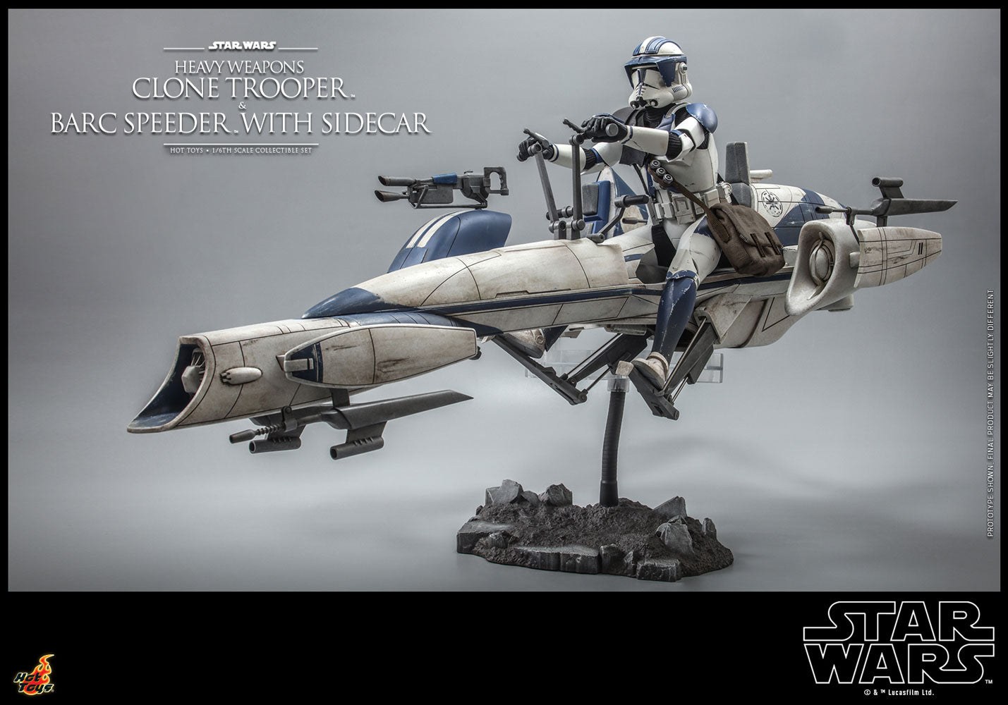 Heavy Weapons Clone Trooper and BARC Speeder with Sidecar Sixth Scale Figure Set by Hot Toys