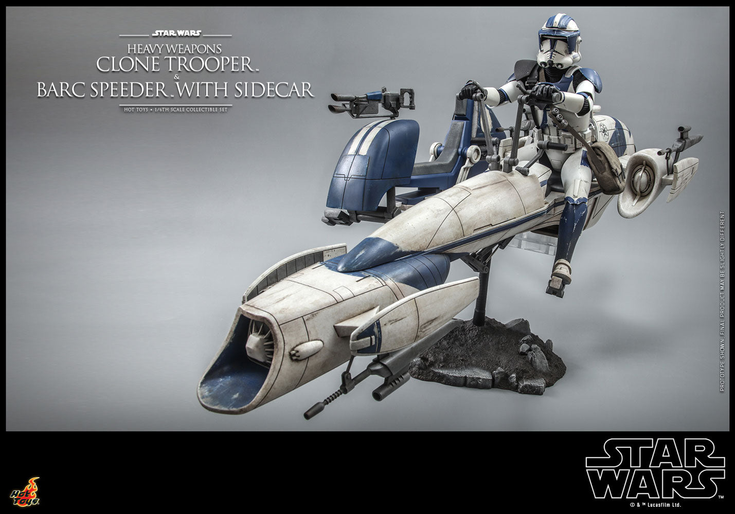 Heavy Weapons Clone Trooper and BARC Speeder with Sidecar Sixth Scale Figure Set by Hot Toys