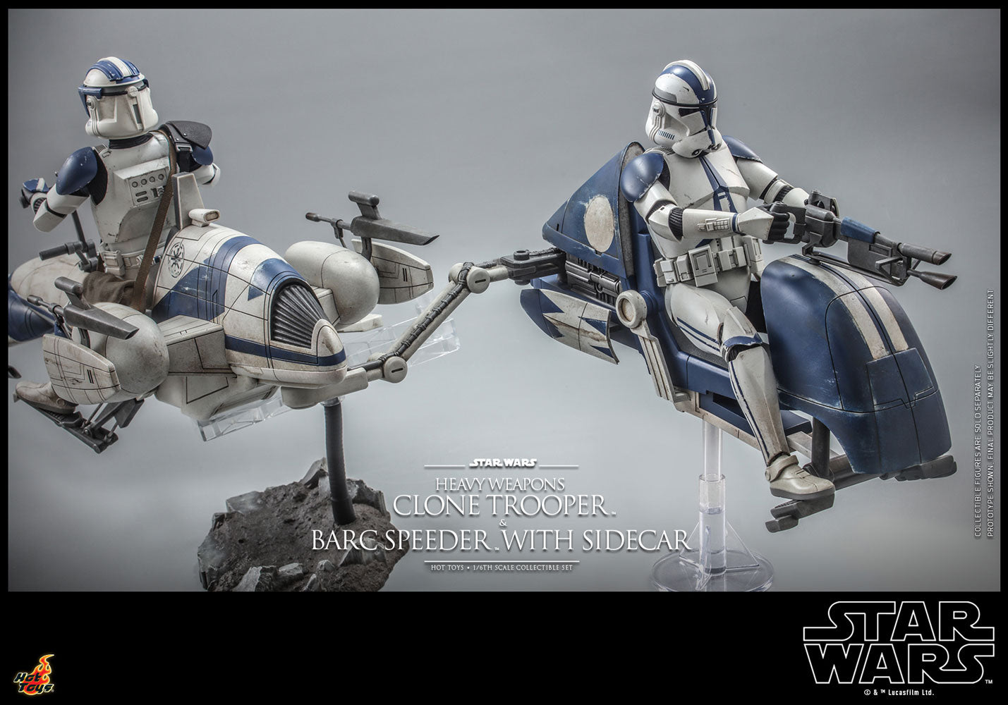 Heavy Weapons Clone Trooper and BARC Speeder with Sidecar Sixth Scale Figure Set by Hot Toys