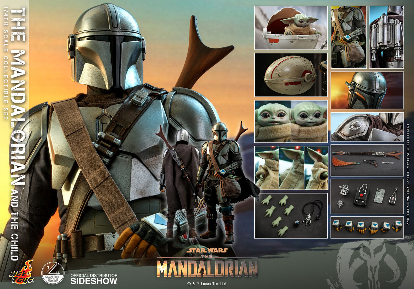 Mandalorian and The Child Quarter Scale Collectible Set - Star Wars - The Mandalorian (Hot Toys)