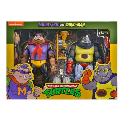 Teenage Mutant Ninja Turtles Mighty Hog and Rhino-Man Figures 2022 NECA