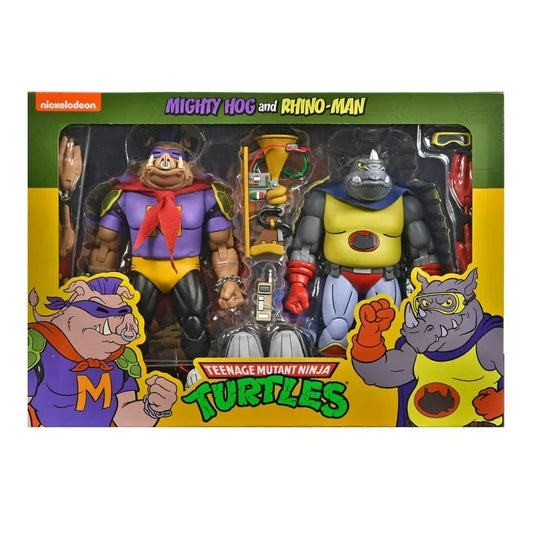 Teenage Mutant Ninja Turtles Mighty Hog and Rhino-Man Figures 2022 NECA