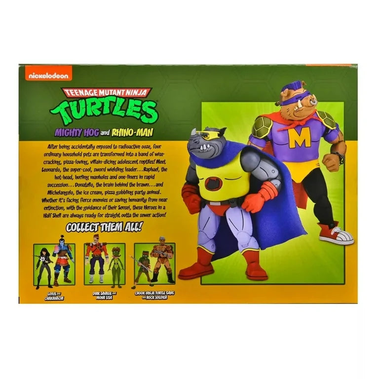 Teenage Mutant Ninja Turtles Mighty Hog and Rhino-Man Figures 2022 NECA