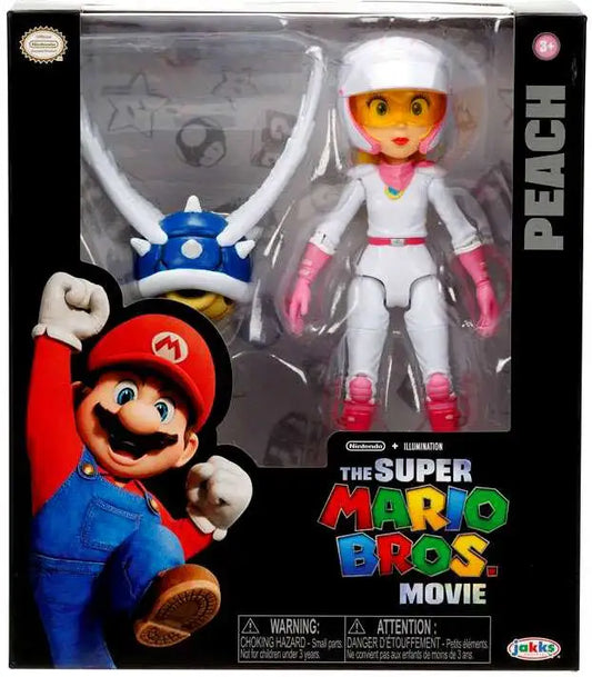 THE SUPER MARIO BROS. MOVIE 5 Inch Action Figure Series 2 Peach Figure in Motorcycle Outfit with Spiny Blue Shell