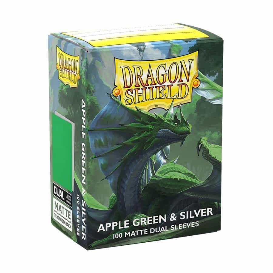 Dragon Shield Dual Matte Standard Sleeves - Apple Green & Silver (100 Pack) - Dragon Shield Card Sleeves