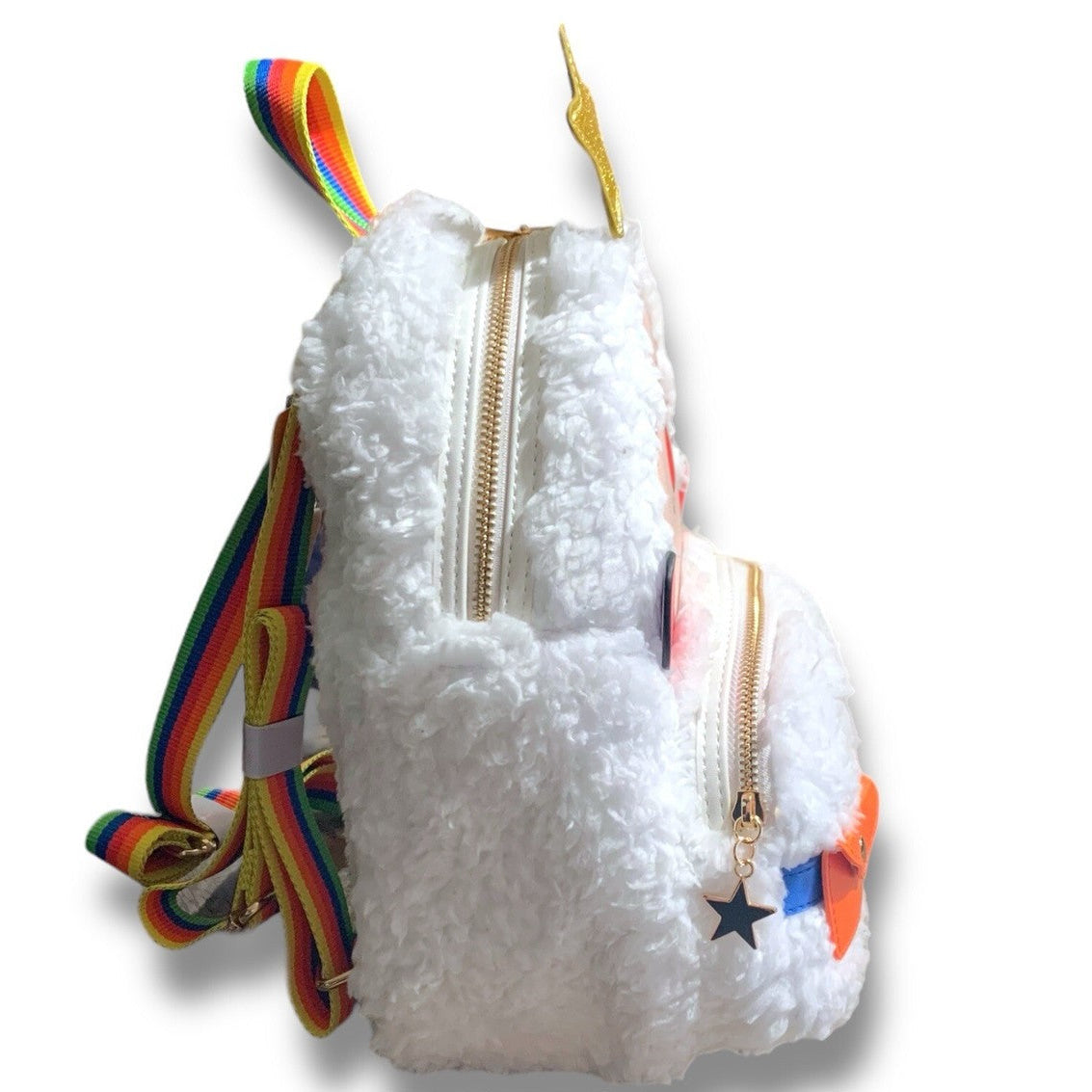 LOUNGEFLY NWT Rainbow Brite Twink White Sprite Fuzzy Light Up Mini Backpack