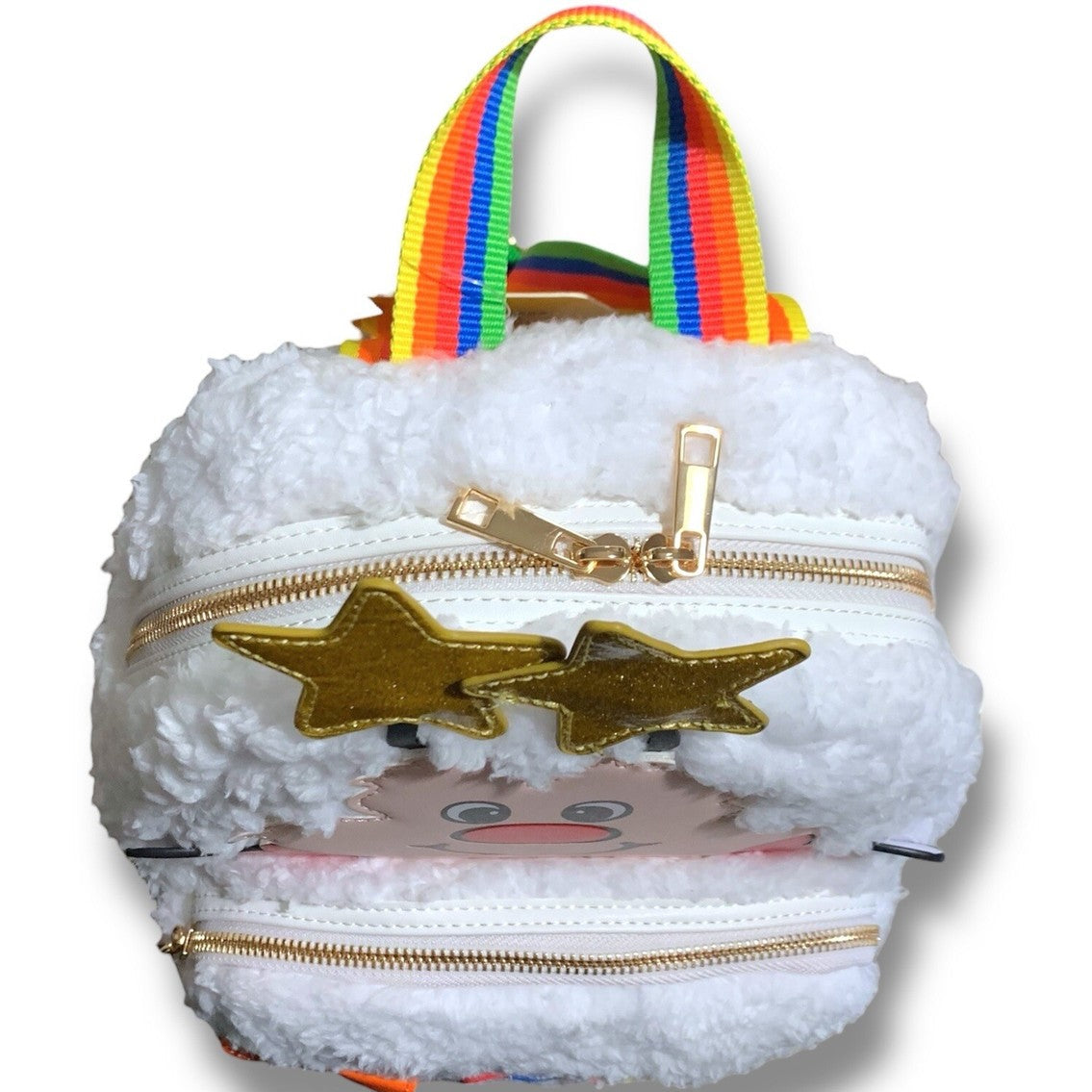 LOUNGEFLY NWT Rainbow Brite Twink White Sprite Fuzzy Light Up Mini Backpack