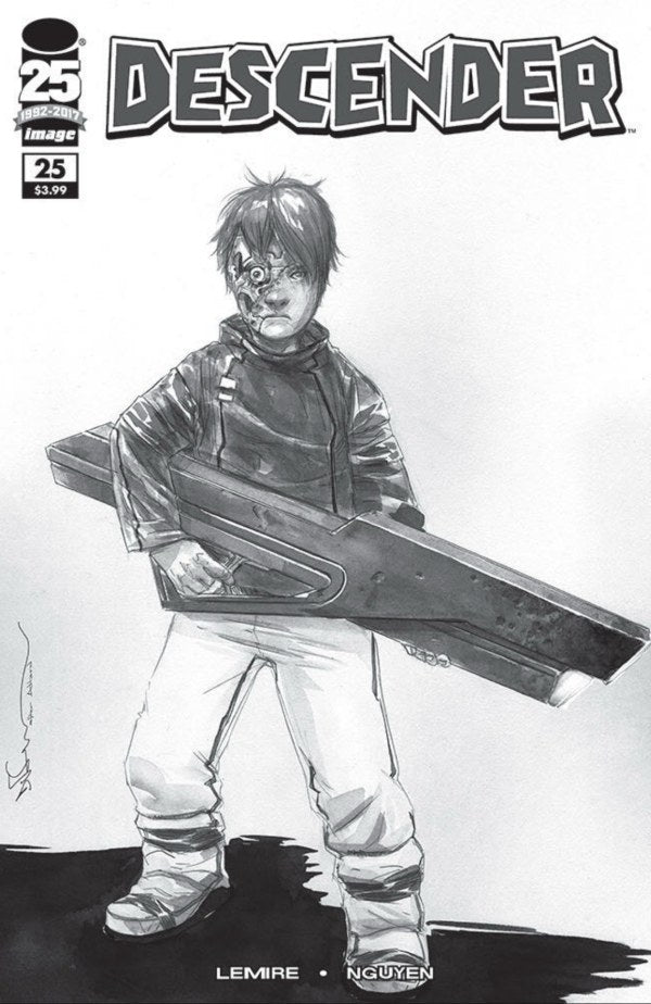 Descender #25 Cover D Dustin Nguyen Black & White The Walking Dead Tribute Variant