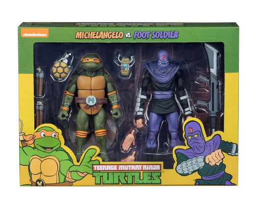 NECA Teenage Mutant Ninja Turtles Michelangelo & Foot Soldier Exclusive Action Figure 2-Pack