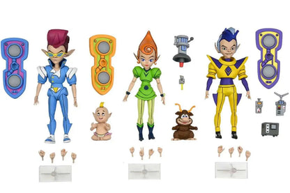 NECA Teenage Mutant Ninja Turtles Cartoon The Neutrinos Exclusive Action Figure 3-Pack [Krang, Traag & Granitor with Baby Tribble & Grybyx]