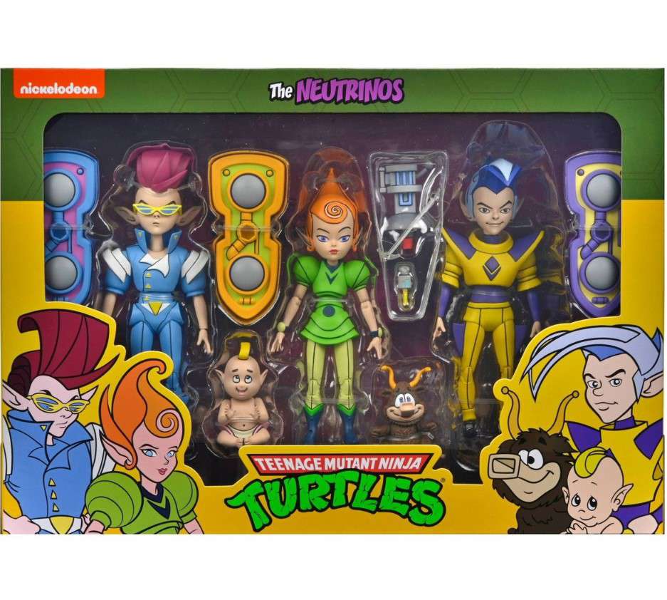 NECA Teenage Mutant Ninja Turtles Cartoon The Neutrinos Exclusive Action Figure 3-Pack [Krang, Traag & Granitor with Baby Tribble & Grybyx]