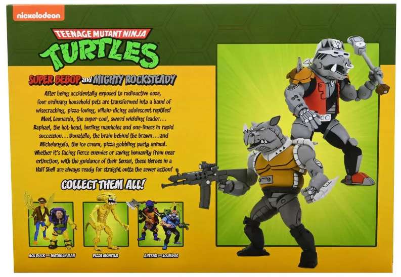 NECA Teenage Mutant Ninja Turtles Cartoon Super Bebop & Mighty Rocksteady Exclusive Action Figure 2-Pack
