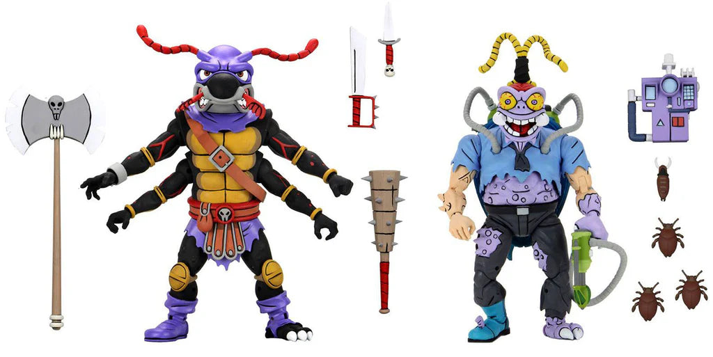 NECA Teenage Mutant Ninja Turtles Cartoon Antrax & Scumbug 7" Scale Action Figures - 2pk