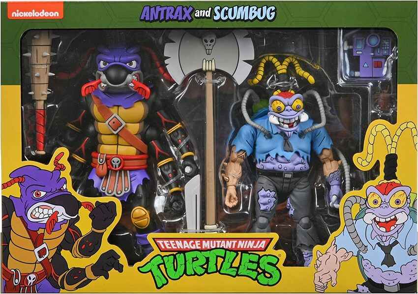 NECA Teenage Mutant Ninja Turtles Cartoon Antrax & Scumbug 7" Scale Action Figures - 2pk