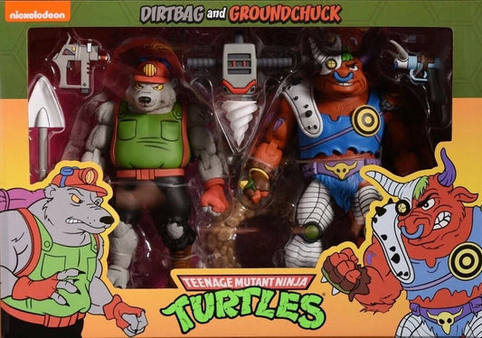 TEENAGE MUTANT NINJA TURTLES (CARTOON) - DIRTBAG AND GROUNDCHUCK 2-PACK ACTION FIGURE SET BY NECA