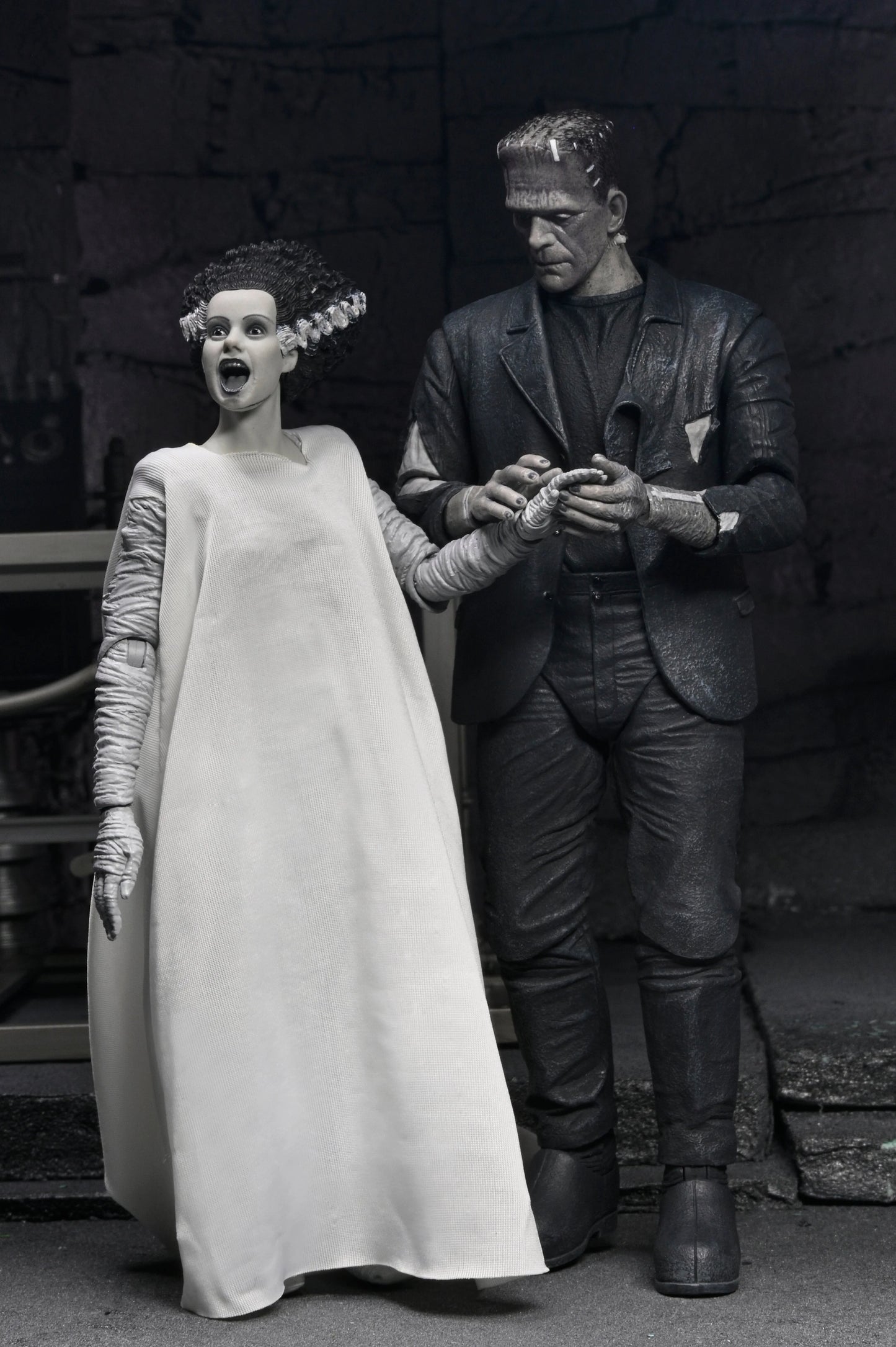Universal Monsters - 7” Scale Action Figure - Bride of Frankenstein 90th Anniversary The Monster & His Mate 2pk (B&W)