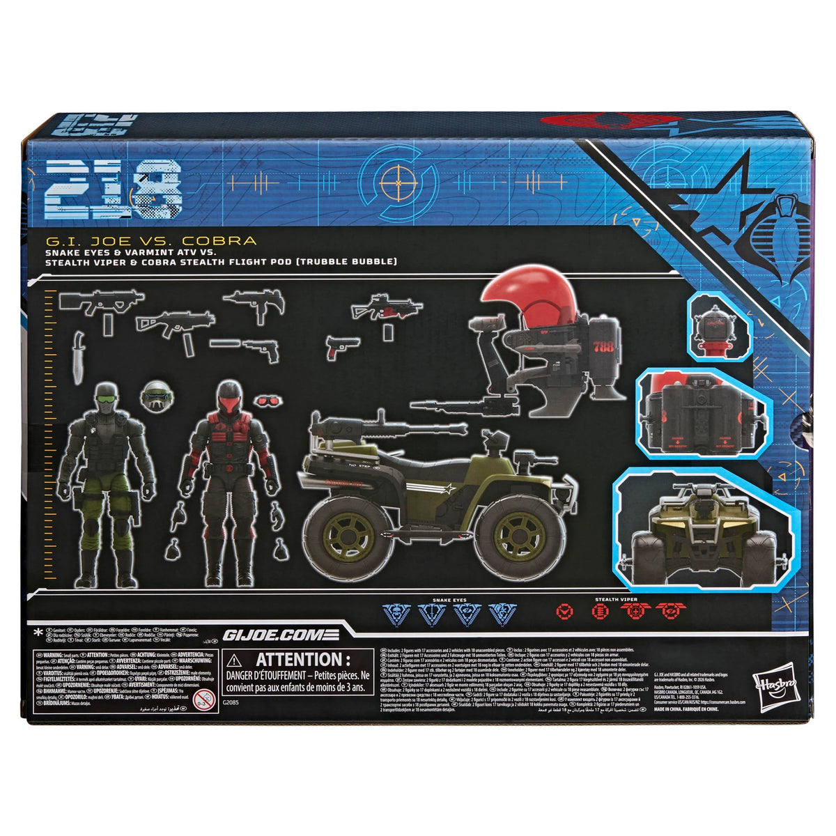 G.I. Joe Classified Series #218 Snake Eyes & Varmint ATV vs. Stealth Viper & Cobra Stealth Flight Pod (Trubble Bubble) Action Figure Two-Pack