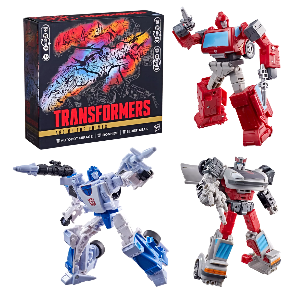 Transformers Age of the Primes Autobot Mirage, Ironhide, and Bluestreak