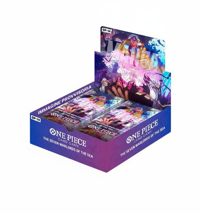 One Piece card game packaging with a cardboard box in the background