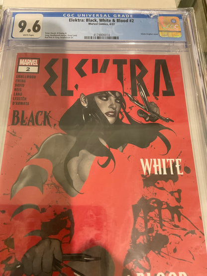 ELEKTRA BLACK WHITE & BLOOD #2  ADAM HUGHES COVER CGC 9.8
