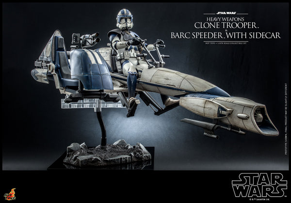 Heavy Weapons Clone Trooper and BARC Speeder with Sidecar Sixth Scale Figure Set by Hot Toys