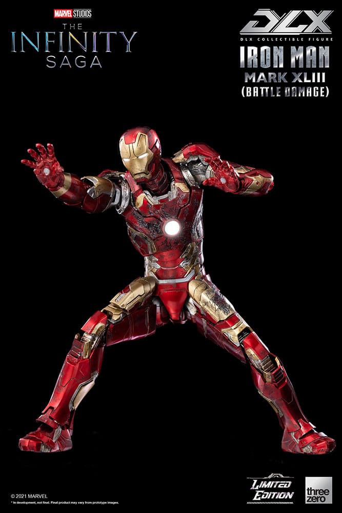 DLX Iron Man Mark 43 (Battle Damage) Collectible Figure by Threezero