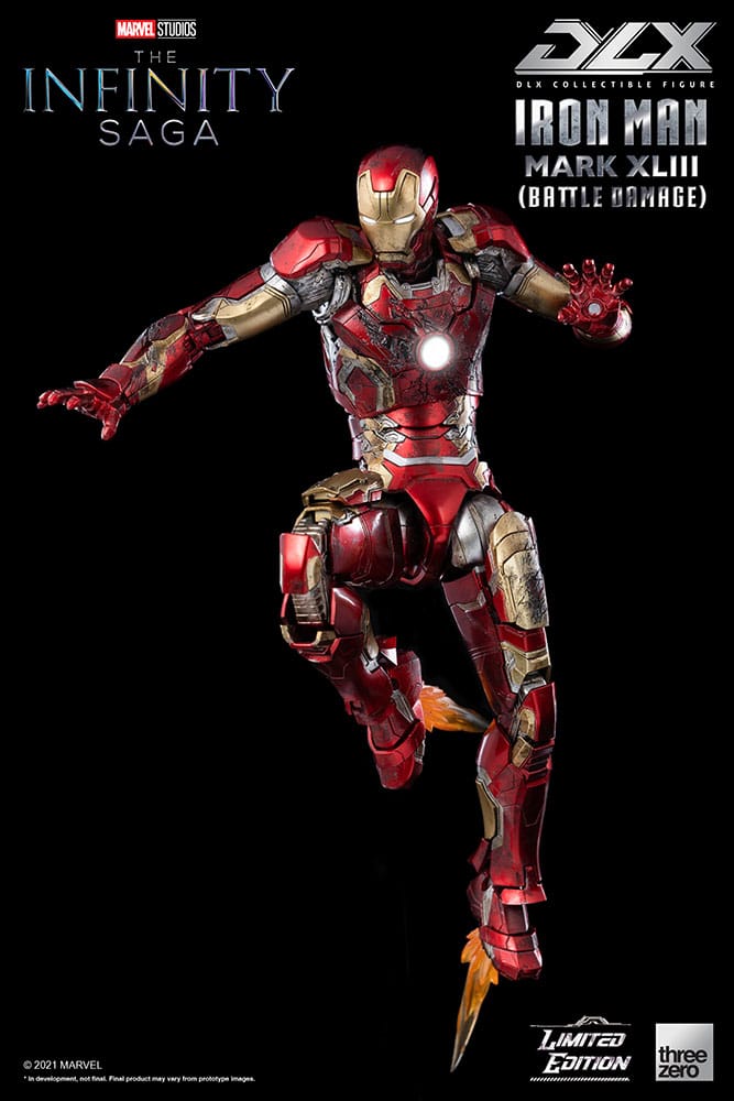 DLX Iron Man Mark 43 (Battle Damage) Collectible Figure by Threezero