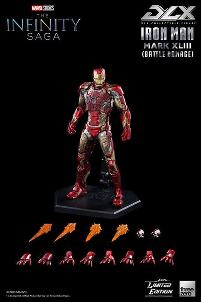 DLX Iron Man Mark 43 (Battle Damage) Collectible Figure by Threezero